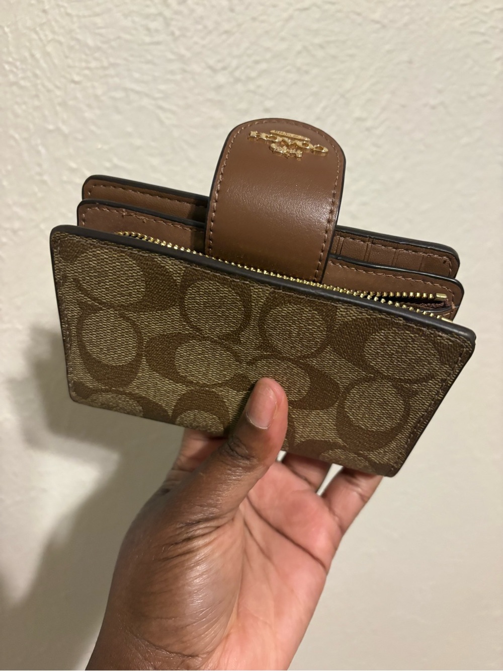 Coach Brown Signature Canvas Card Holder Wallet - Picture 4 of 6